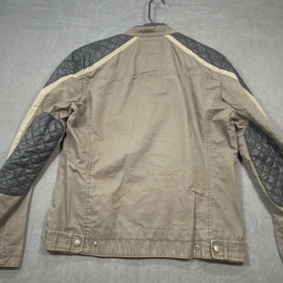 Armani Exchange Mens Olive Quilted Shoulder Biker Jacket Zip Pockets Size L - Picture 11 of 13
